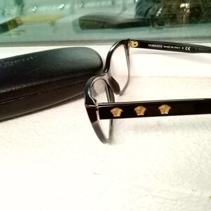 Versace Black Glasses with Gold Medusa Details